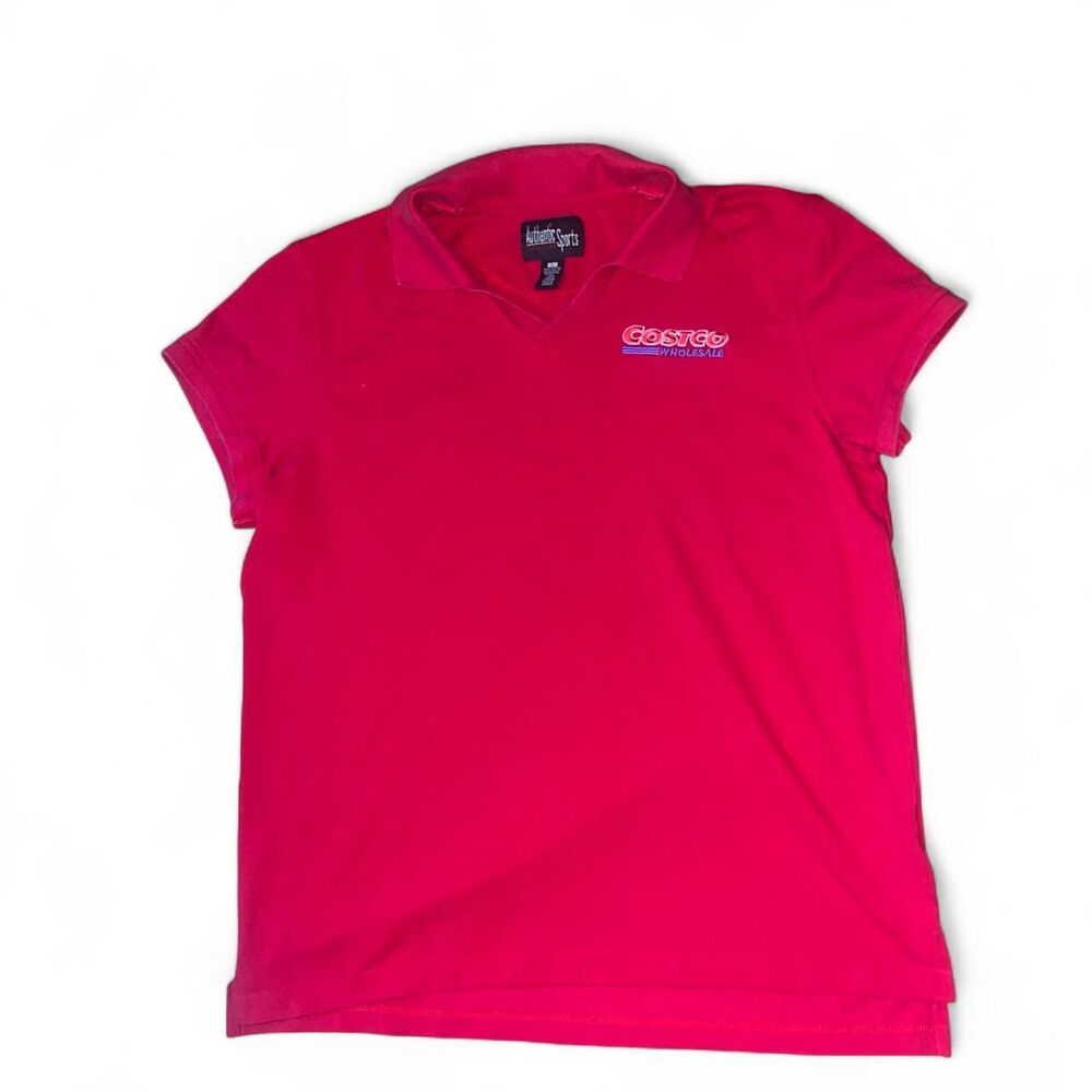 Vintage Y2K 2000 Costco Women's Red Polo Shirt SZ L Employee Uniform